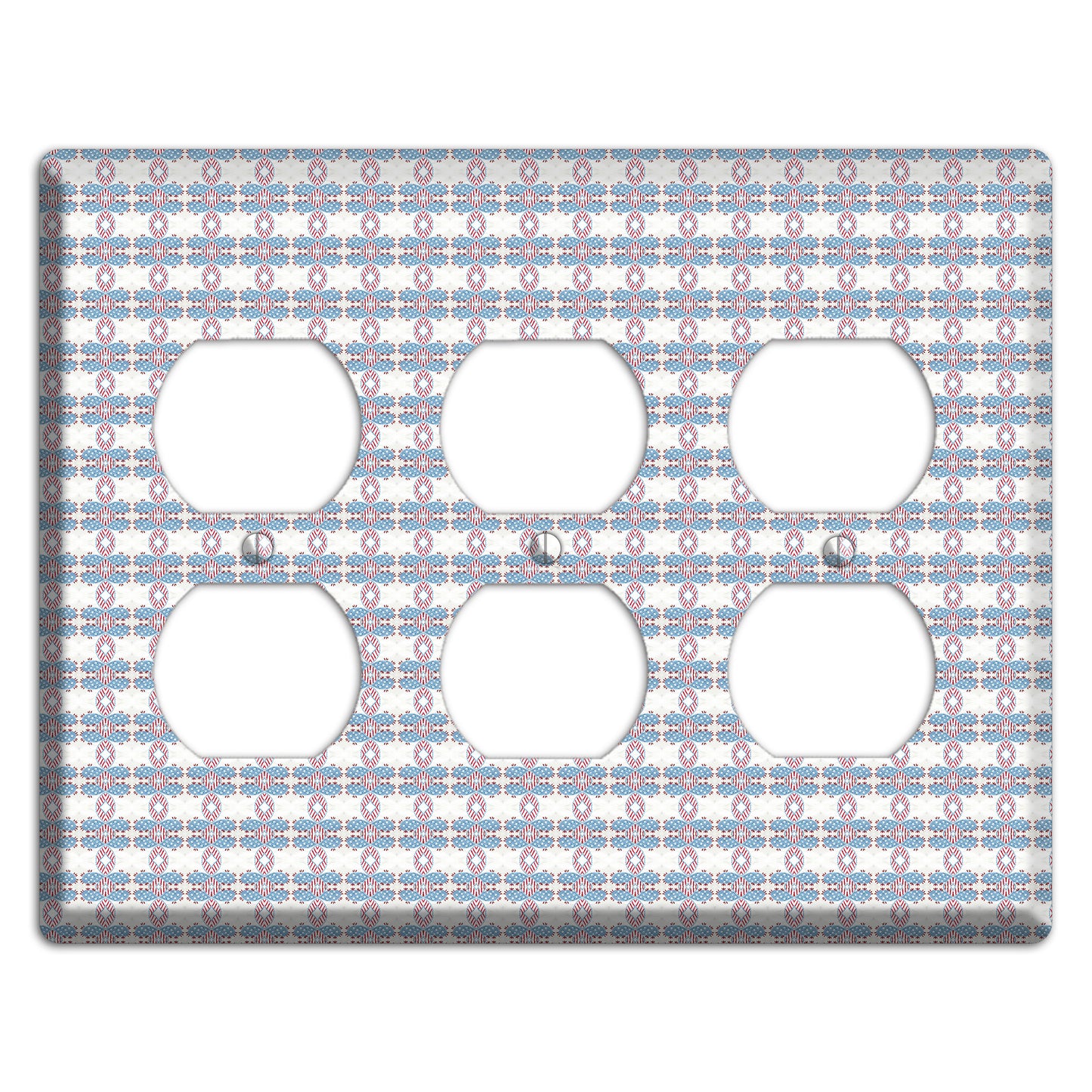 White with Faded Blue and Red Tapestry 3 Duplex Wallplate