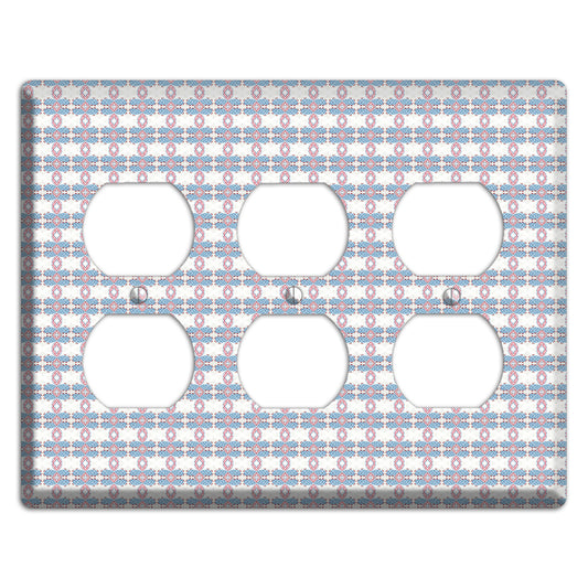 White with Faded Blue and Red Tapestry 3 Duplex Wallplate