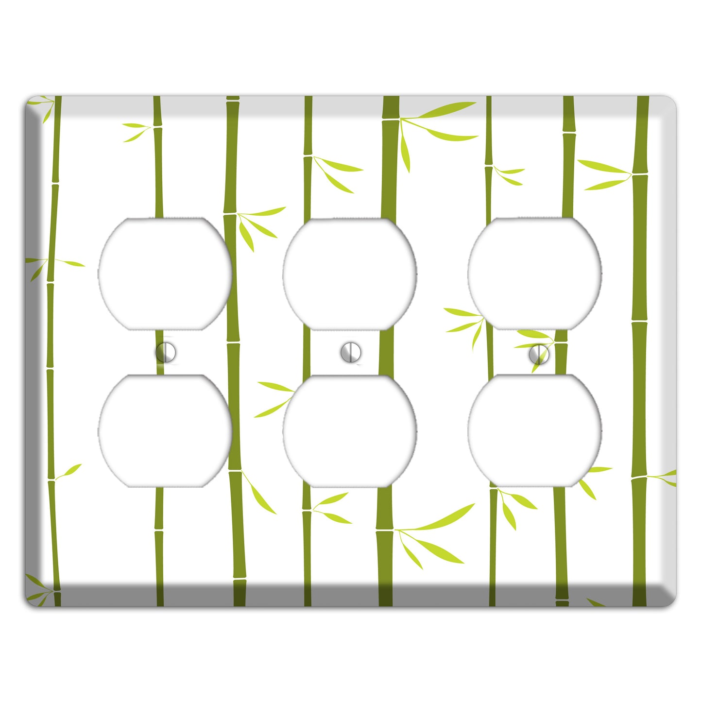 Green And White Bamboo 3 Duplex Wallplate