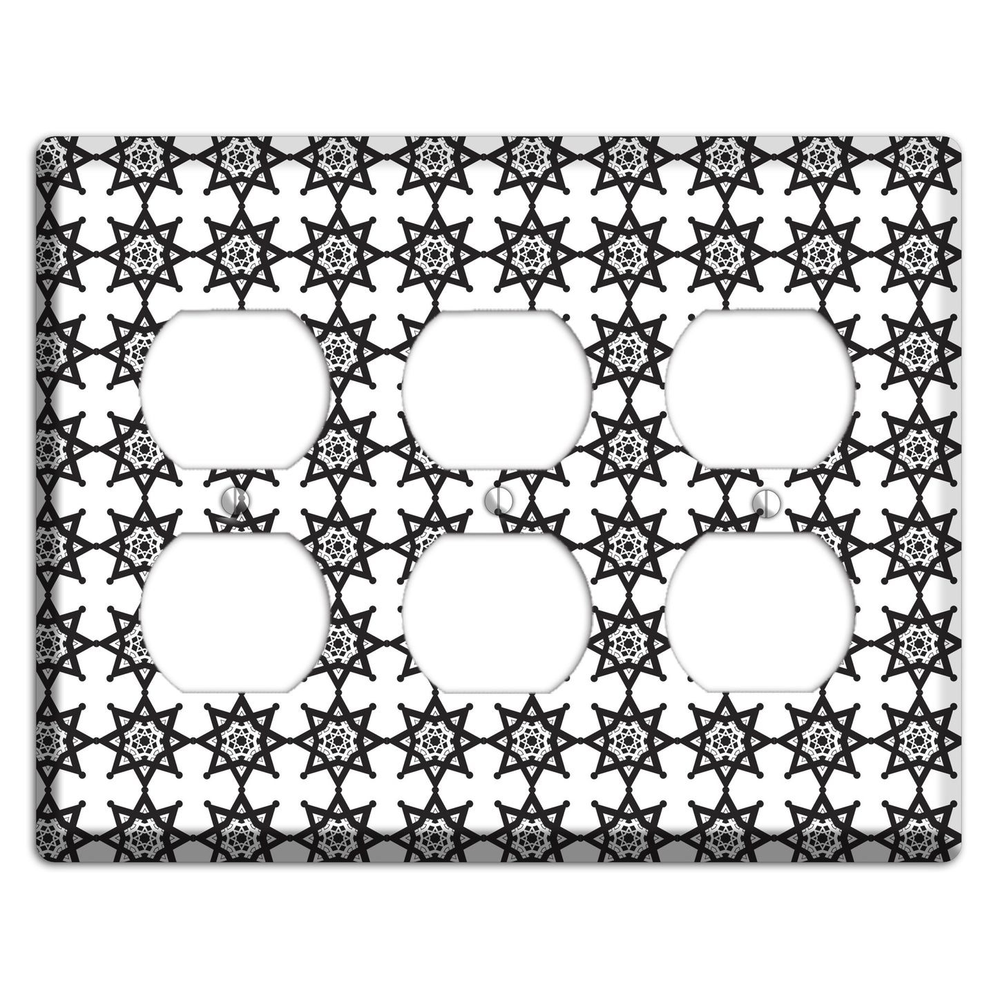 White with Black Arabesque Aster 3 Duplex Wallplate