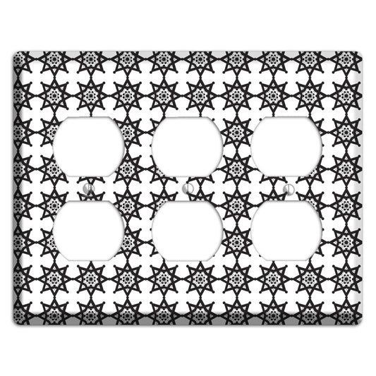 White with Black Arabesque Aster 3 Duplex Wallplate