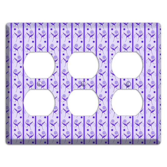 Purple Floral Pattern 3 Duplex Wallplate