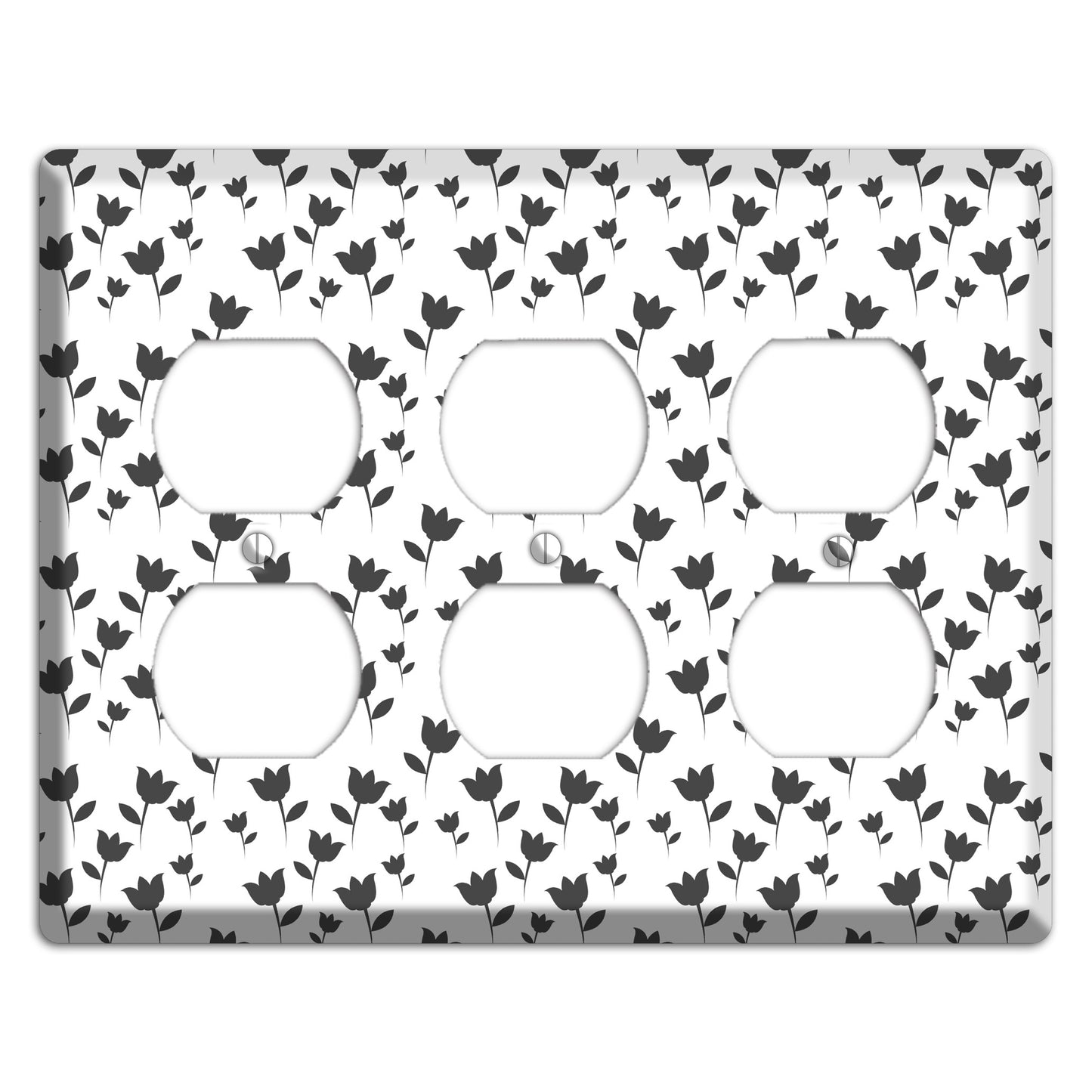 Black and White Tulips 3 Duplex Wallplate