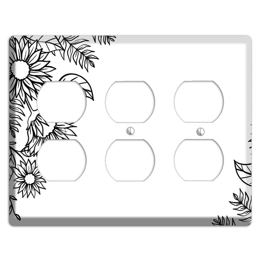 Hand-Drawn Floral 5 3 Duplex Wallplate