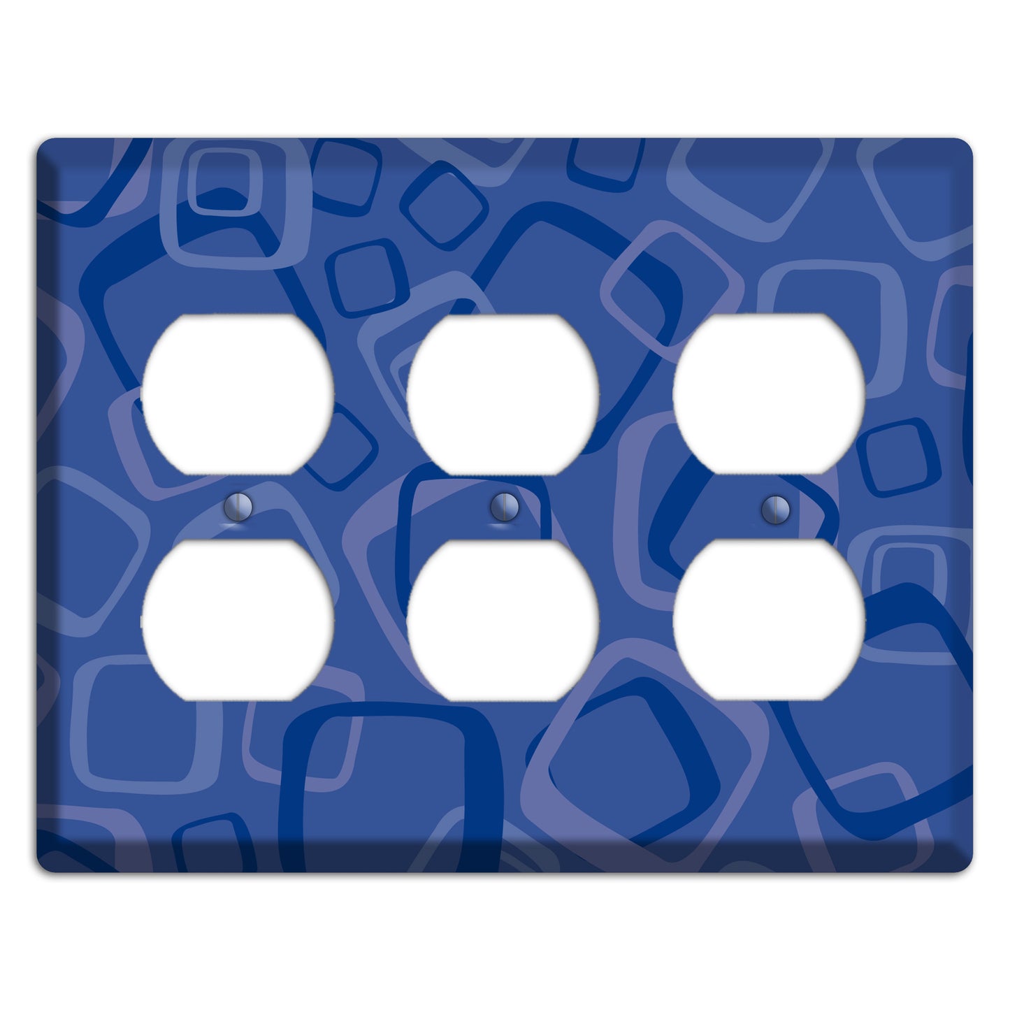 Multi Blue Random Retro Squares 3 Duplex Wallplate