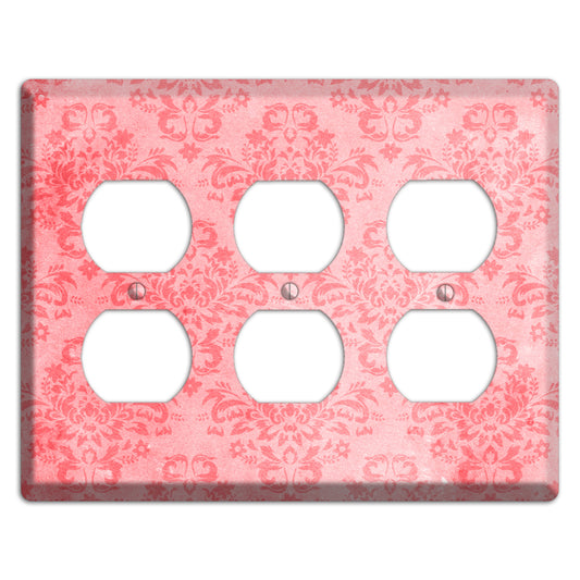 Rose Bud Soft Coral 3 Duplex Wallplate