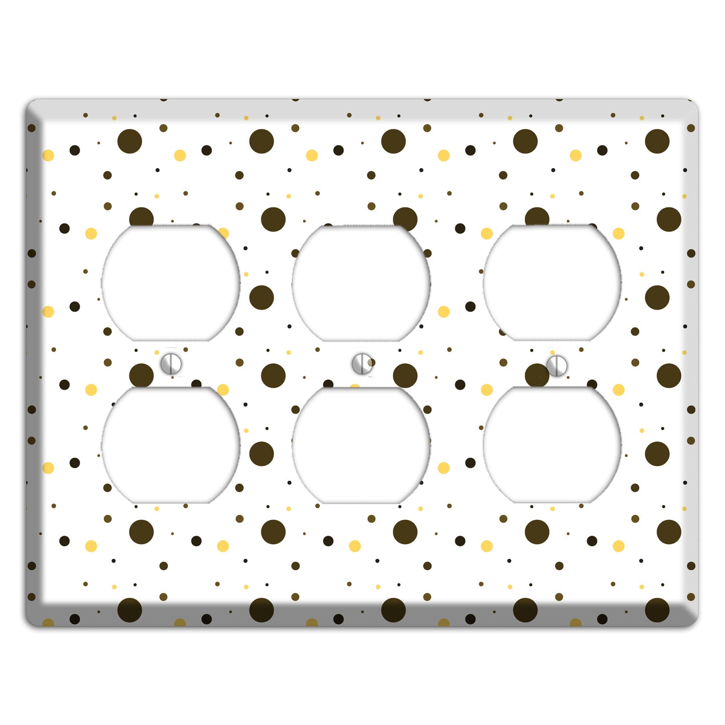 White with Black and Yellow Tiny Dots 3 Duplex Wallplate