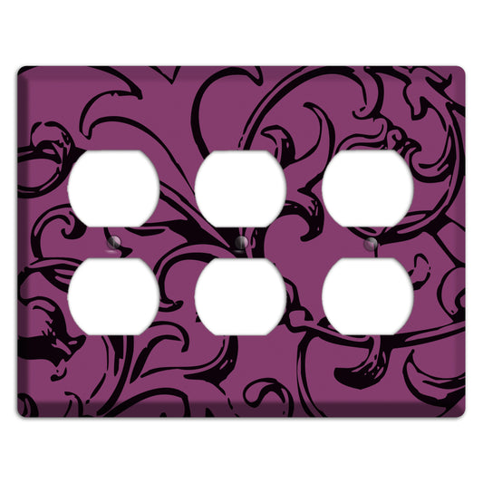 Victorian Fuschia 3 Duplex Wallplate