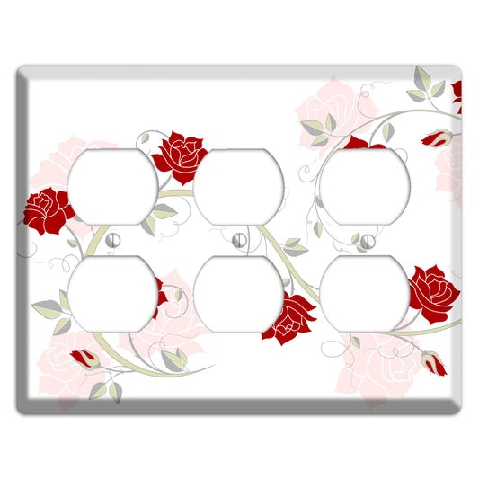 Red Rose 3 Duplex Wallplate