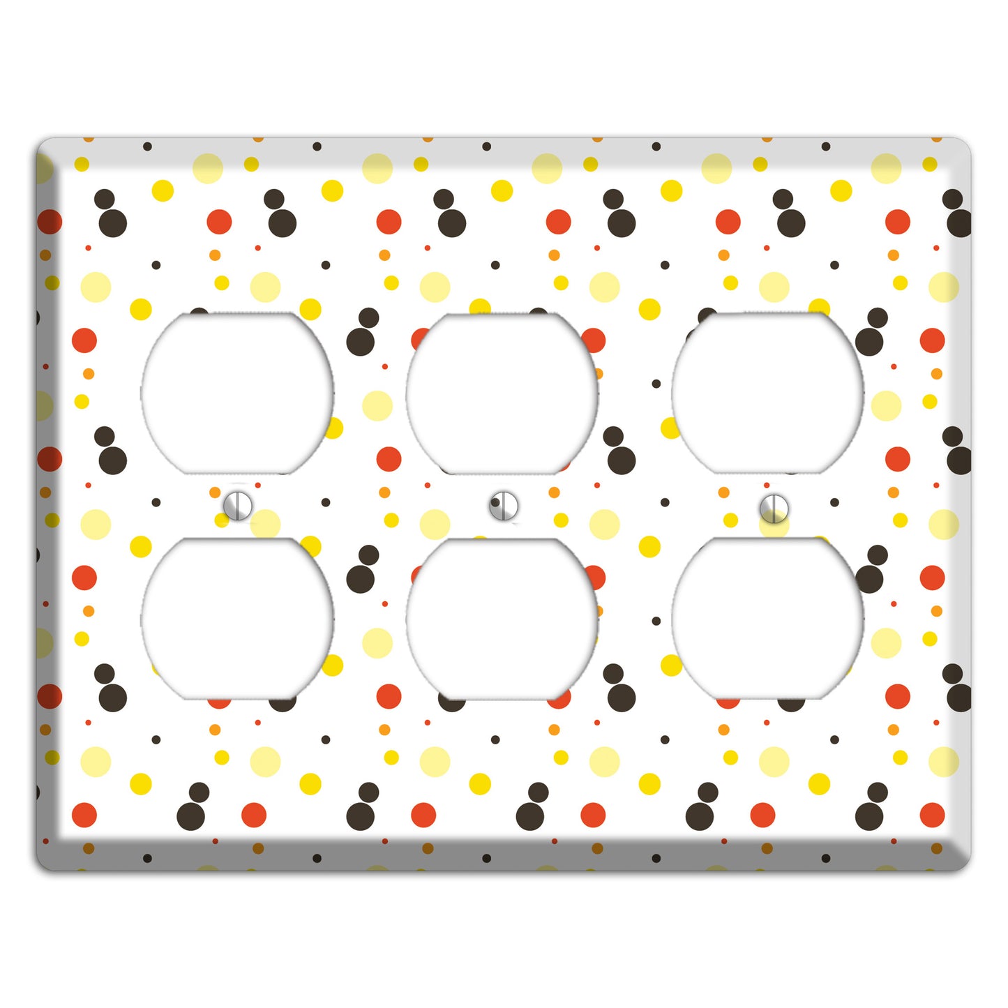 White With Black Maroon Olive Tiny Dots 3 Duplex Wallplate