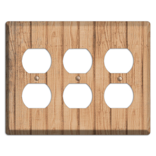 Tan Weathered Wood 3 Duplex Wallplate