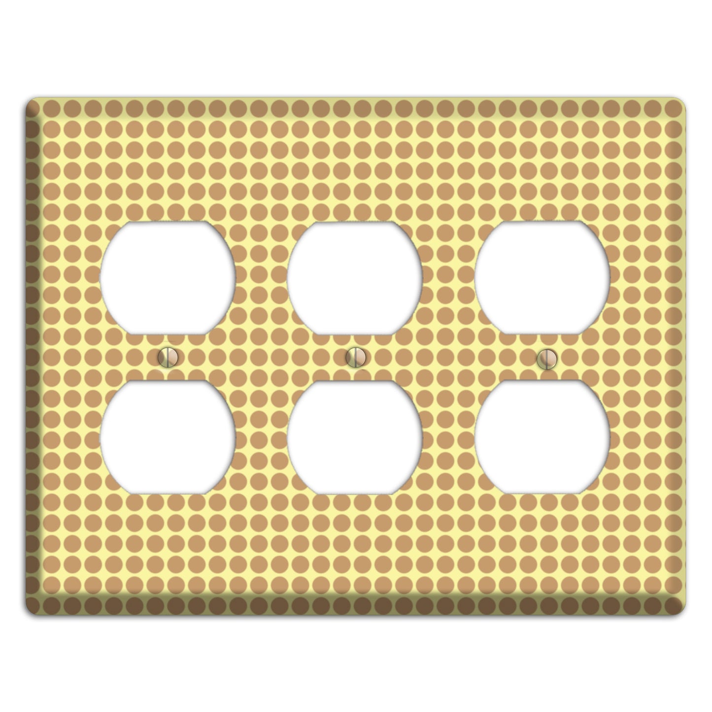 Yellow with Light Brown Tiled Small Dots 3 Duplex Wallplate