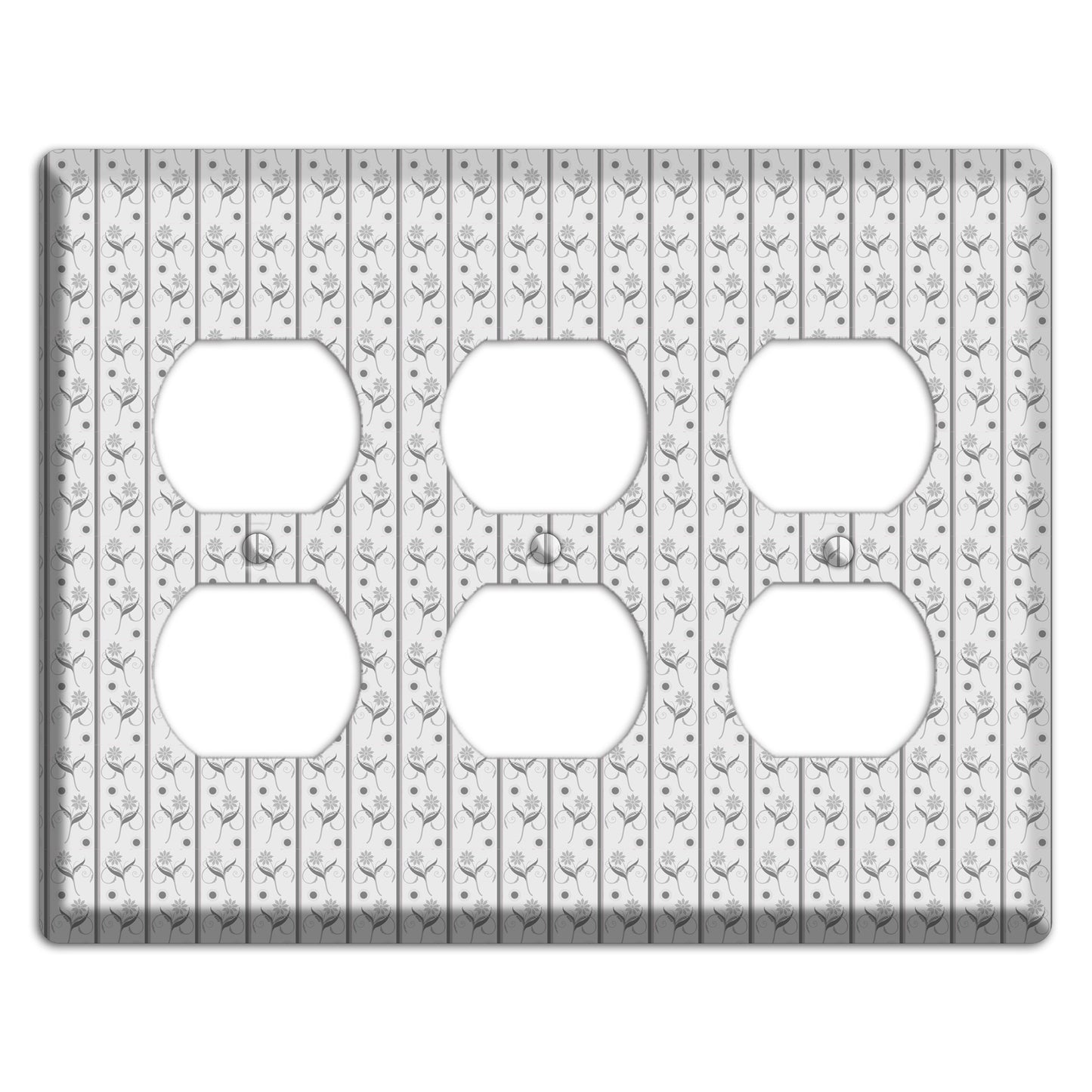 Grey Small Floral Pattern 3 Duplex Wallplate