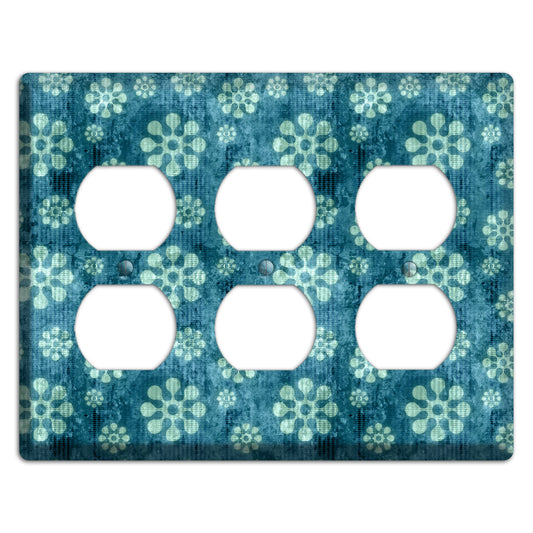 Turquoise Grunge Floral 3 Duplex Wallplate