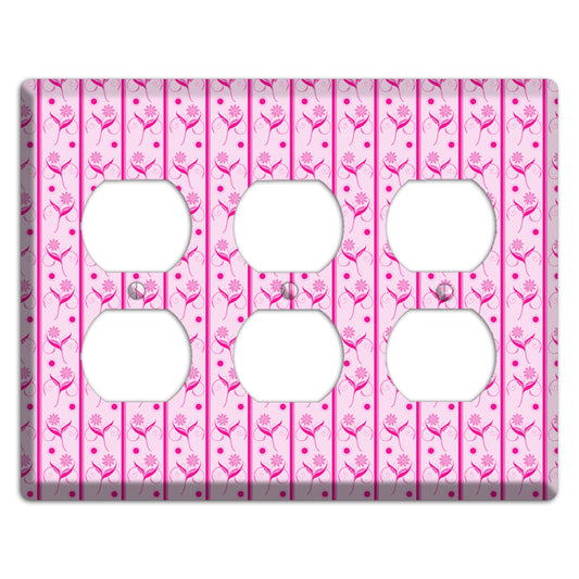 Pink Floral Pattern 3 Duplex Wallplate