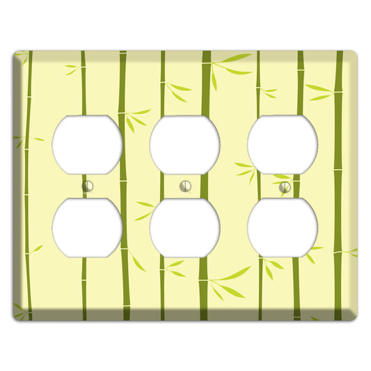 Yellow and Green Bamboo 3 Duplex Wallplate