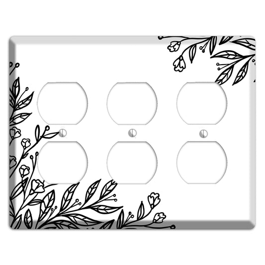 Hand-Drawn Floral 2 3 Duplex Wallplate