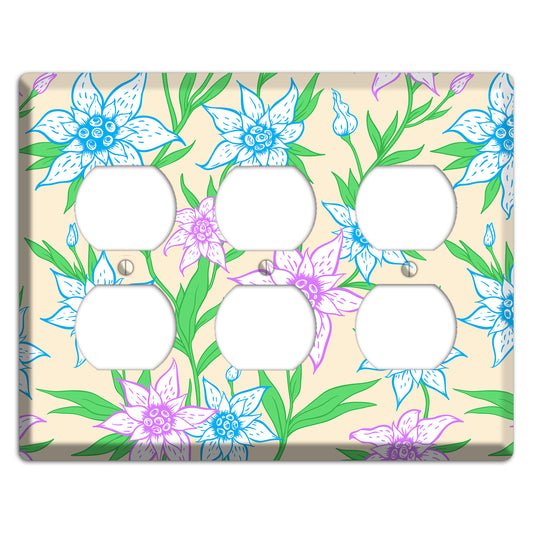 Hand Drawn Flowers Style A 3 Duplex Wallplate