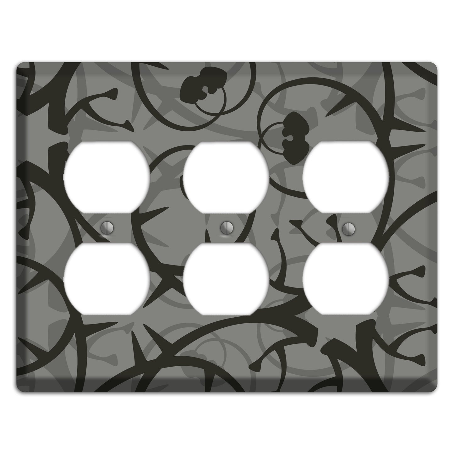 Grey with Black Retro Sprig 3 Duplex Wallplate