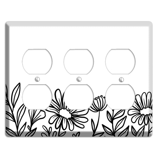 Hand-Drawn Floral 10 3 Duplex Wallplate