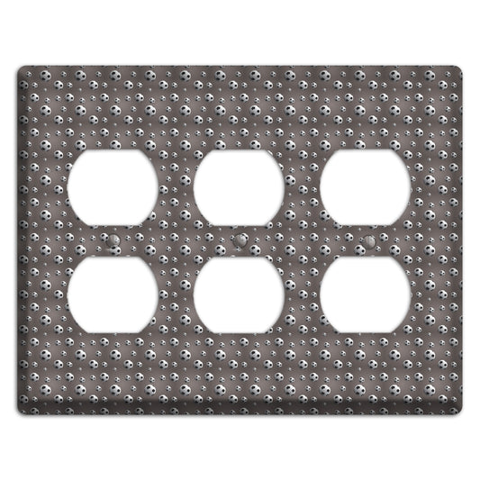 Grey with Soccer Balls 3 Duplex Wallplate