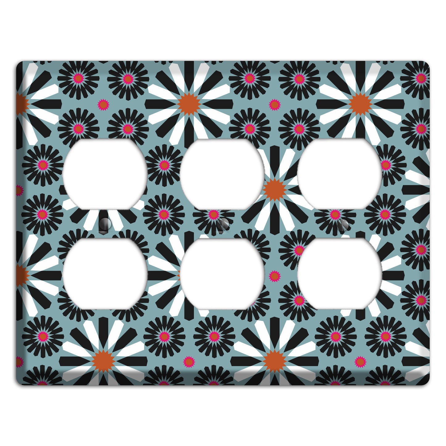 Dusty Blue with Scandinavian Floral 3 Duplex Wallplate