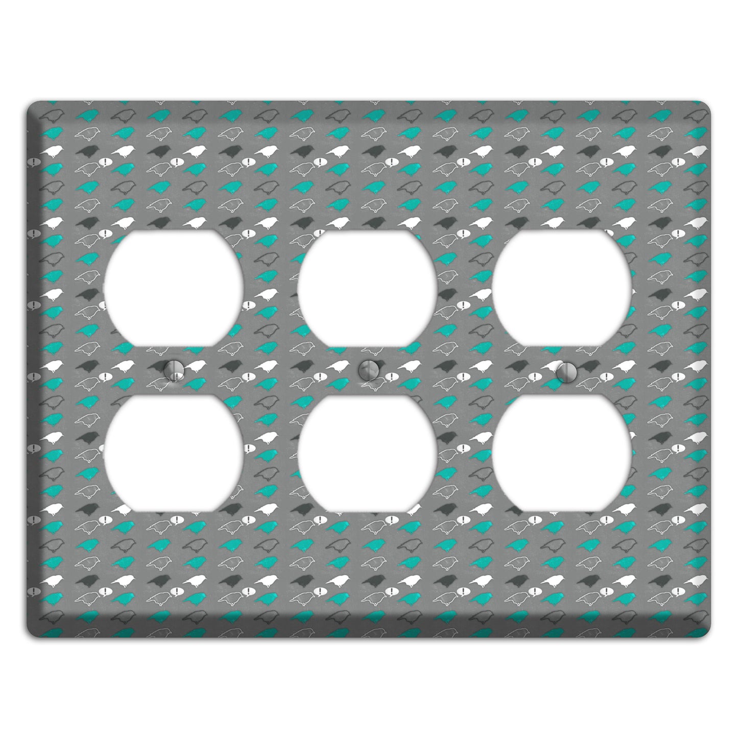 Grey with Small Green Birds 3 Duplex Wallplate