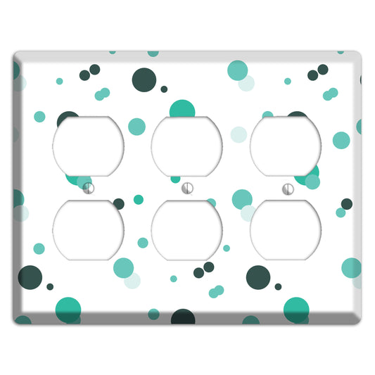 White with Multi Aqua Small Dots 3 Duplex Wallplate