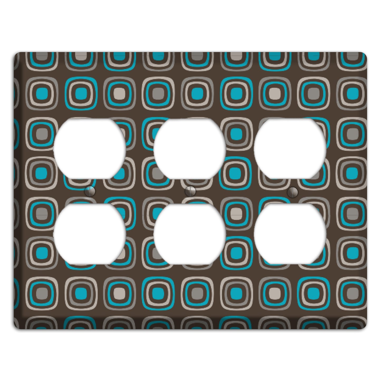 Brown and Blue Rounded Squares 3 Duplex Wallplate