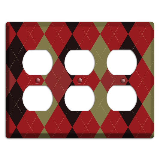 Red Olive Black Argyle 3 Duplex Wallplate