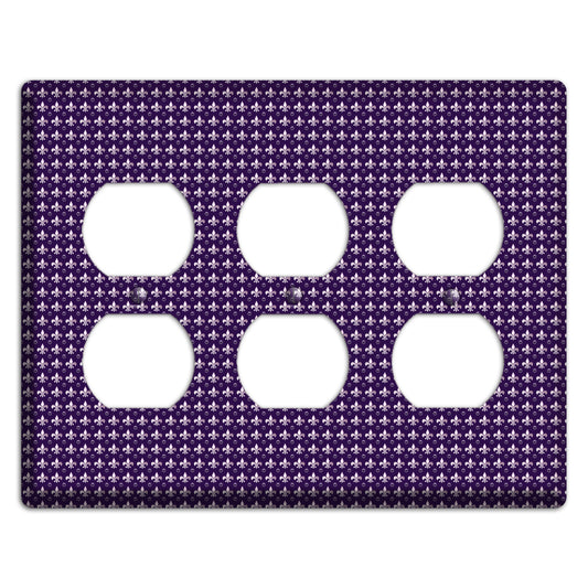 Purple Fleur de Lis 3 Duplex Wallplate