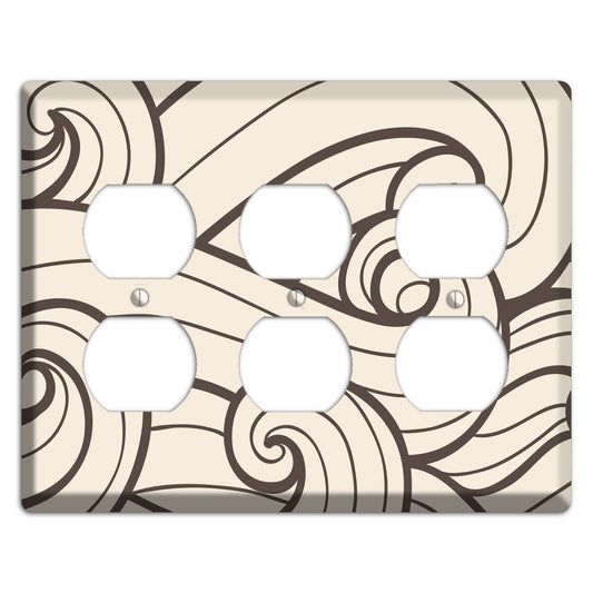 Abstract Curl Beige 3 Duplex Wallplate