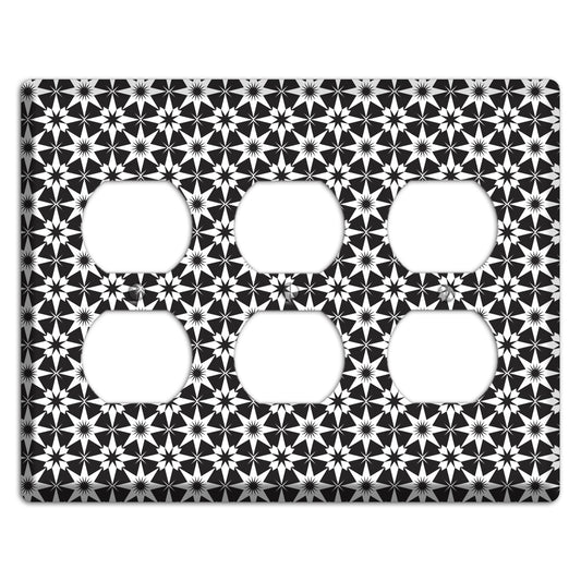 Black with White Foulard 3 Duplex Wallplate