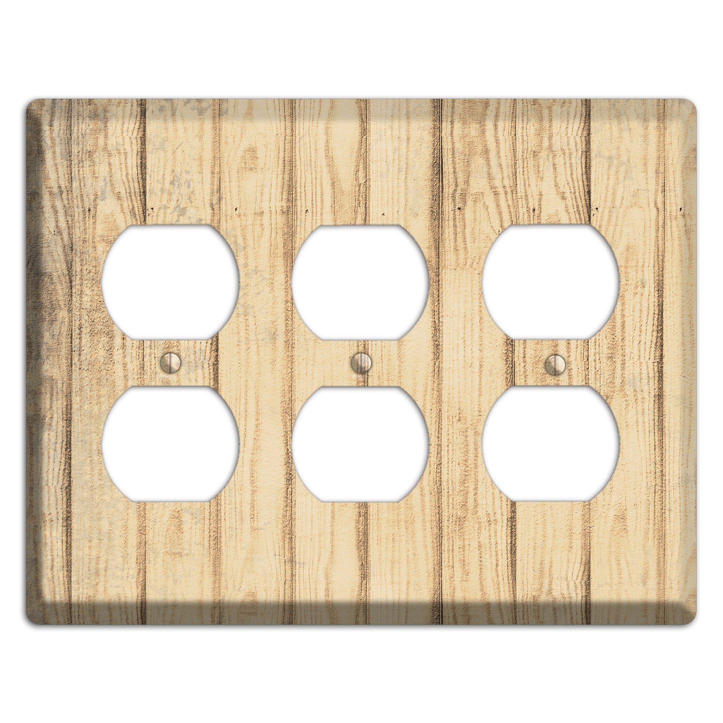 Hampton Weathered Wood 3 Duplex Wallplate