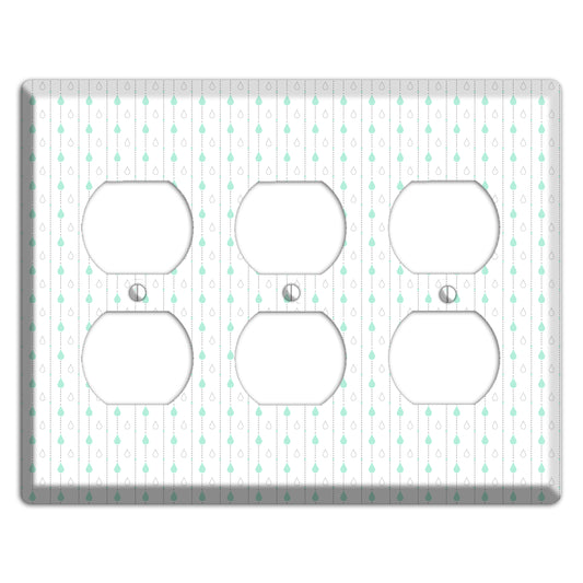 White and Blue Drops 2 3 Duplex Wallplate