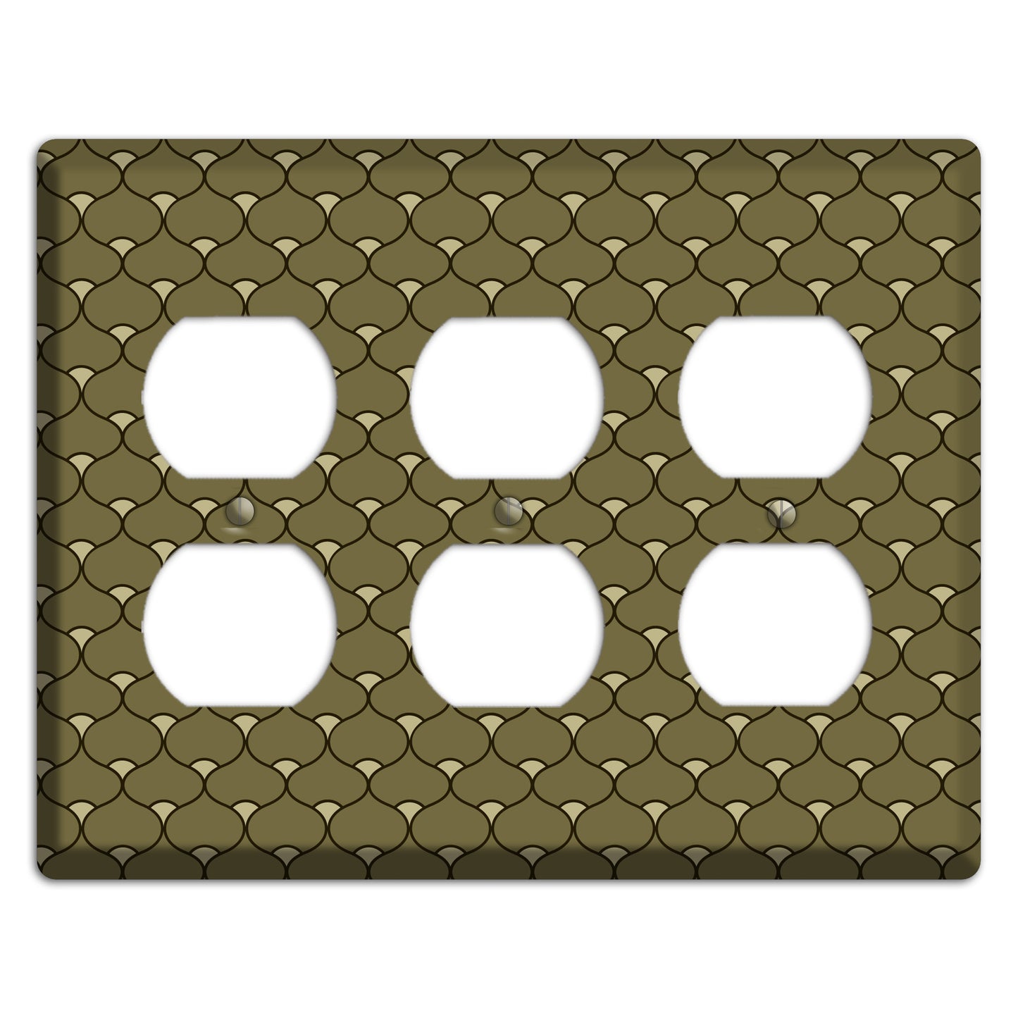 Brown Deco Scallop 3 Duplex Wallplate