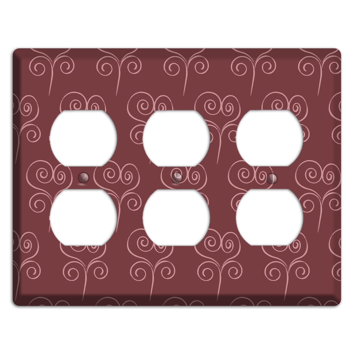 Maroon Scroll Heart 3 Duplex Wallplate