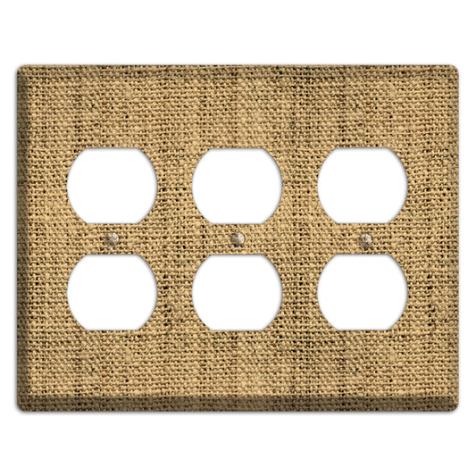 Teak Burlap 3 Duplex Wallplate