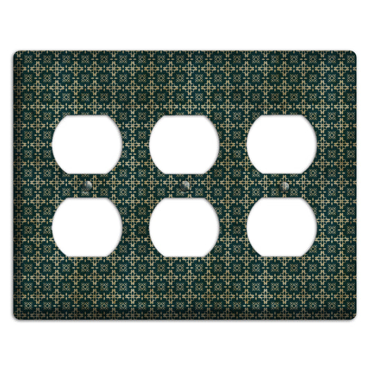 Dark Green Grunge Arabesque 3 Duplex Wallplate