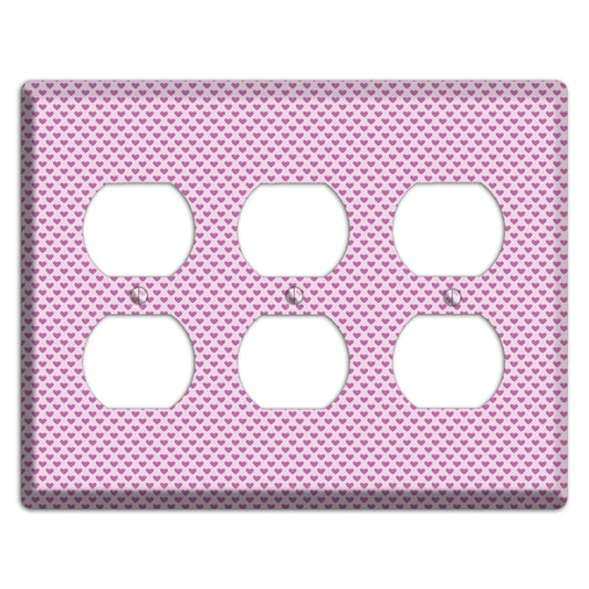 Pink Hearts 3 Duplex Wallplate