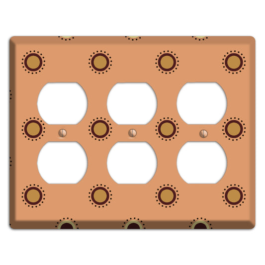 Coral with Multi Brown Suzani Dots 3 Duplex Wallplate