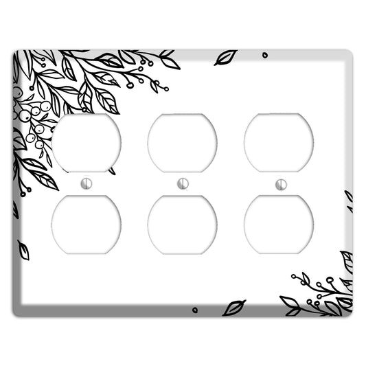 Hand-Drawn Floral 4 3 Duplex Wallplate