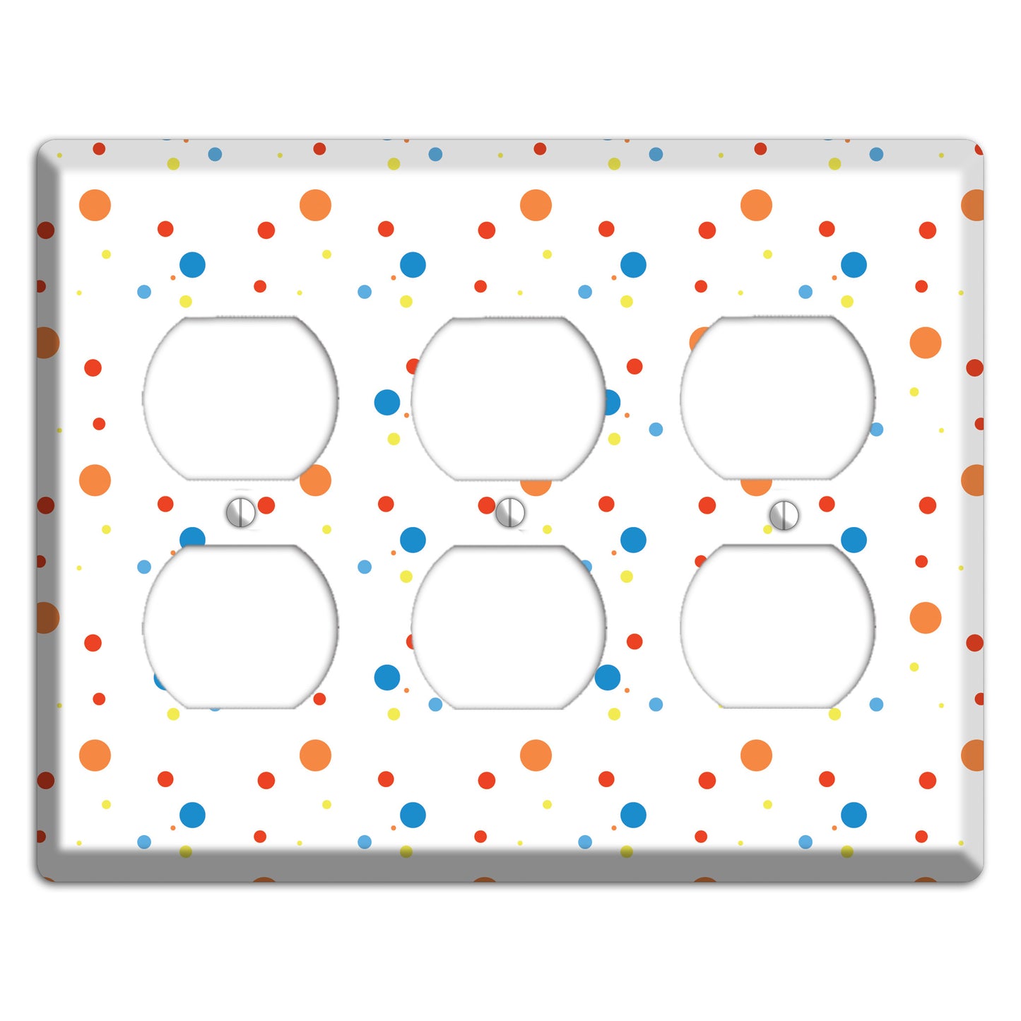 White with Multi Color Small Dots 2 3 Duplex Wallplate