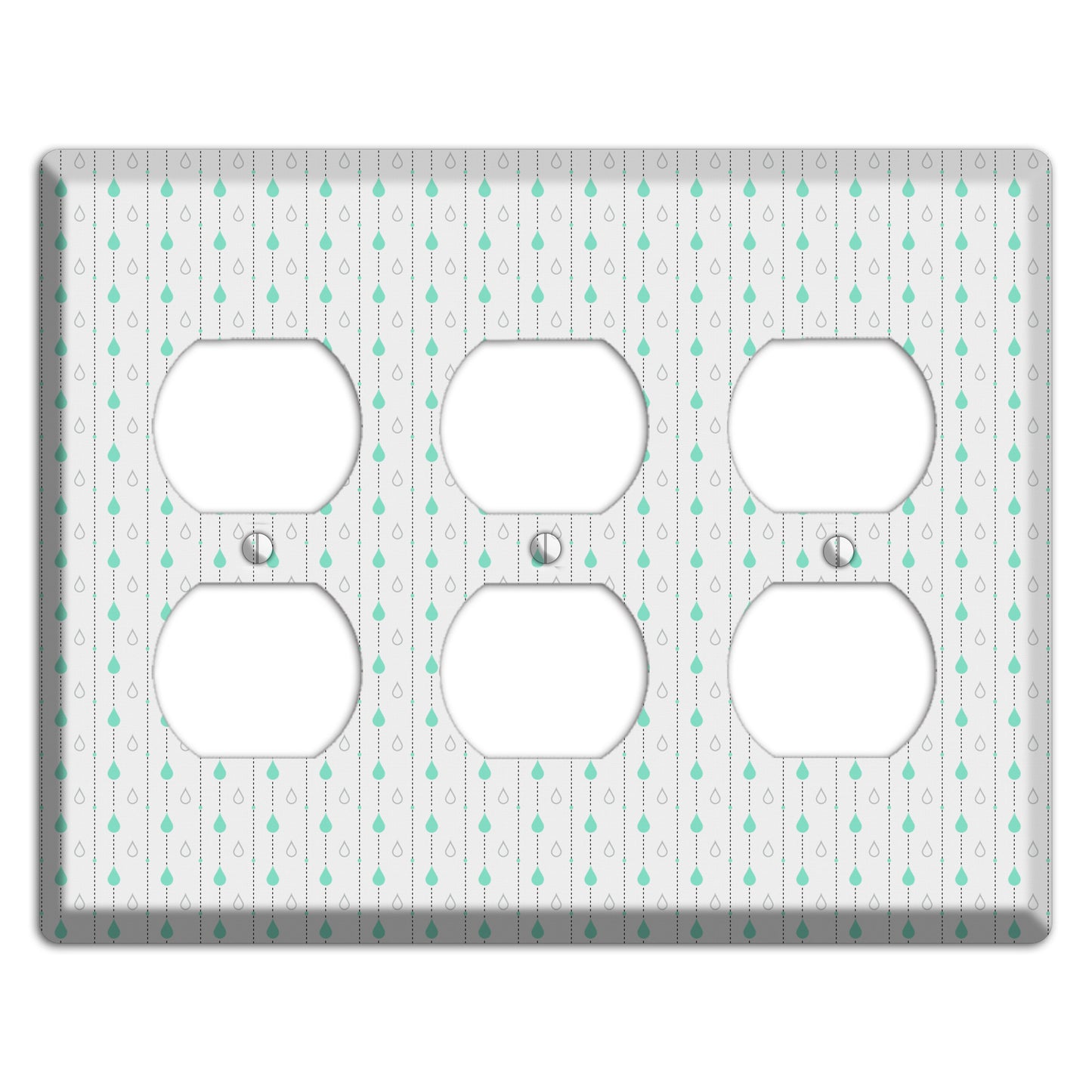 White and Blue Drops 3 Duplex Wallplate