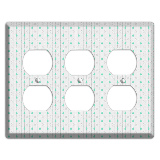 White and Blue Drops 3 Duplex Wallplate