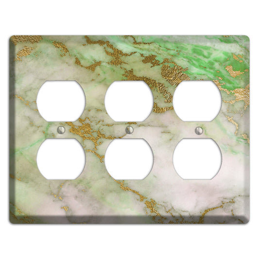 Swamp Green Marble 3 Duplex Wallplate