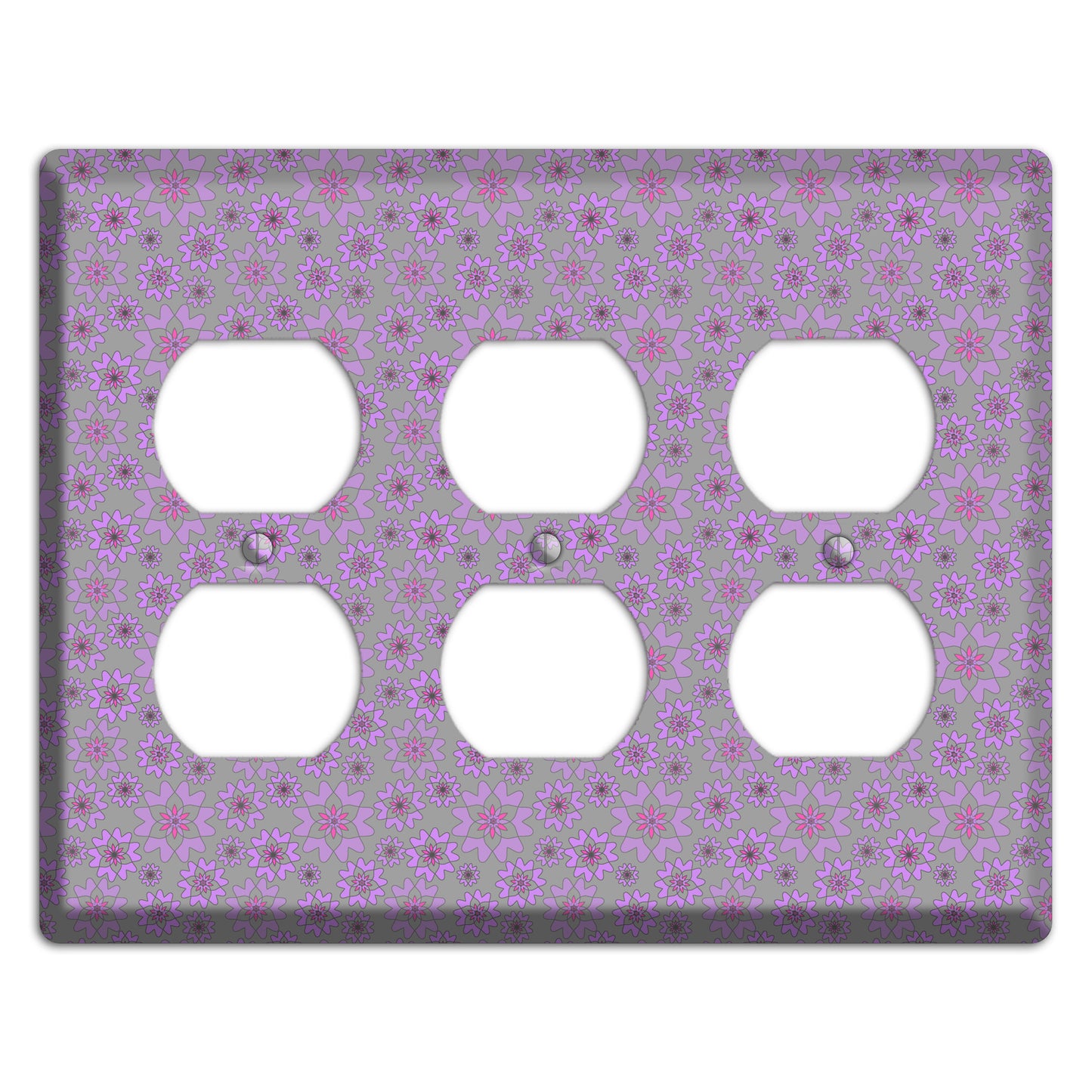 Grey with Tiny Purple Retro Suzani 2 3 Duplex Wallplate