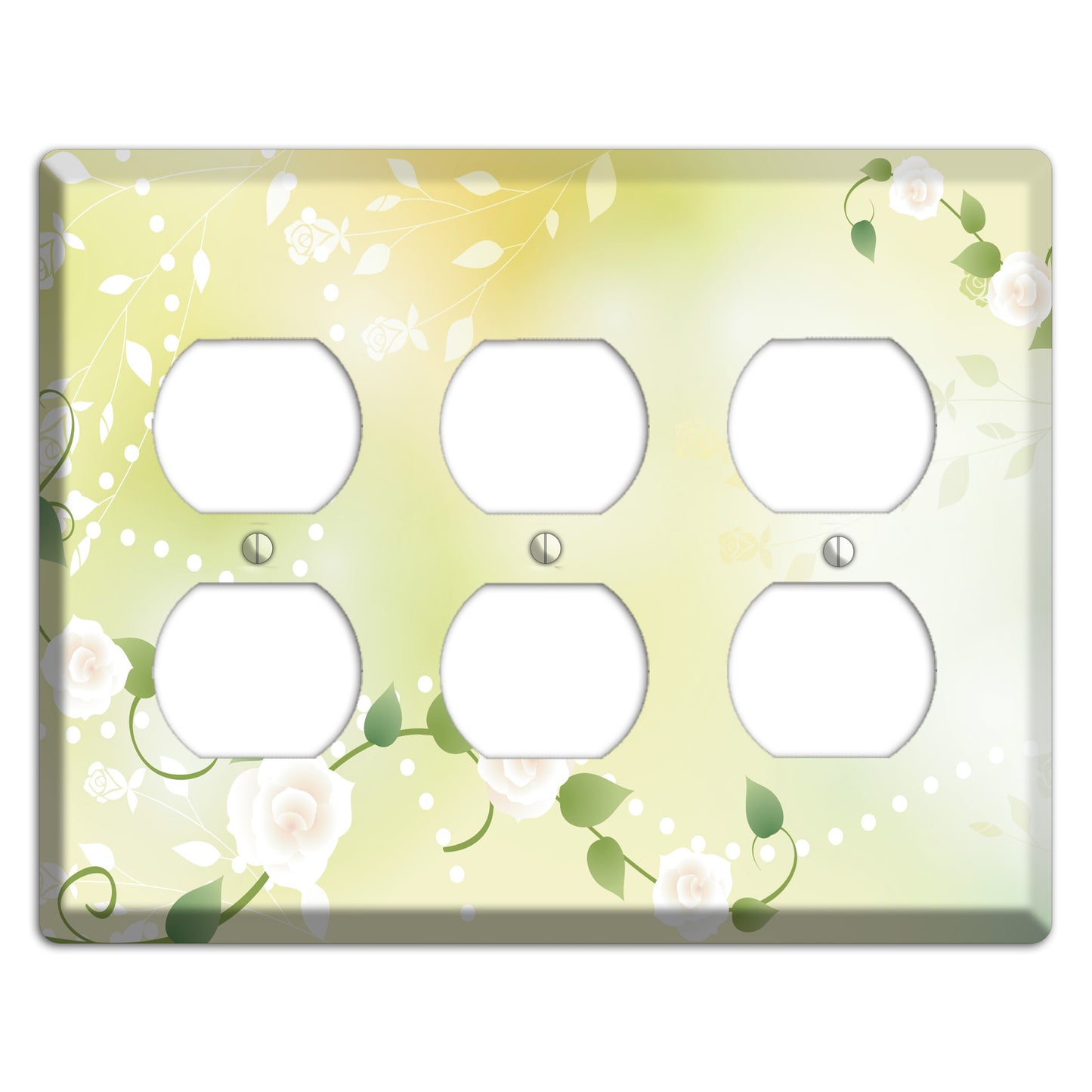 Green Delicate Flowers 3 Duplex Wallplate