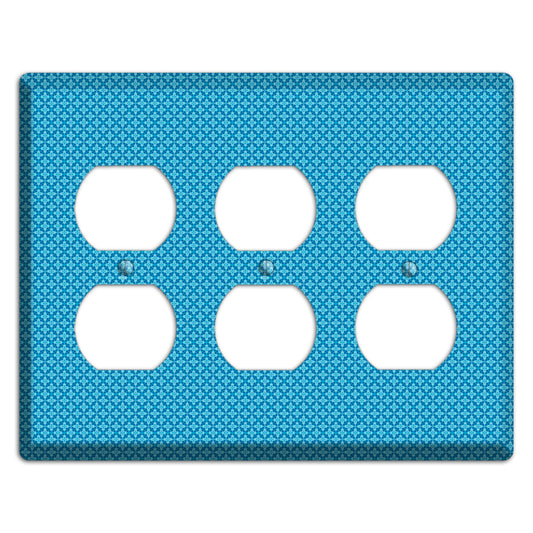 Multi Blue Checkered Quatrefoil 3 Duplex Wallplate