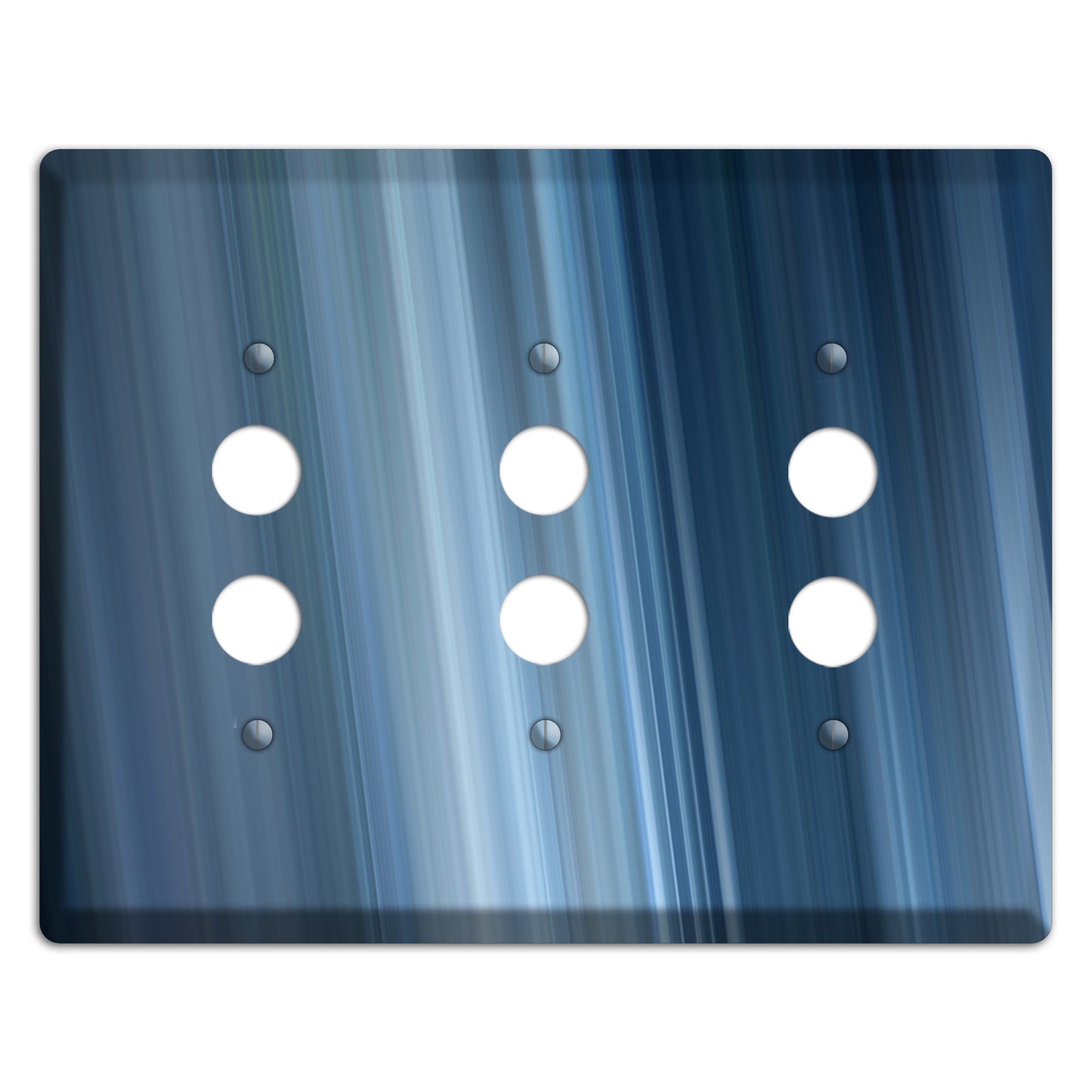 Brushed Blue Stripes 3 Pushbutton Wallplate